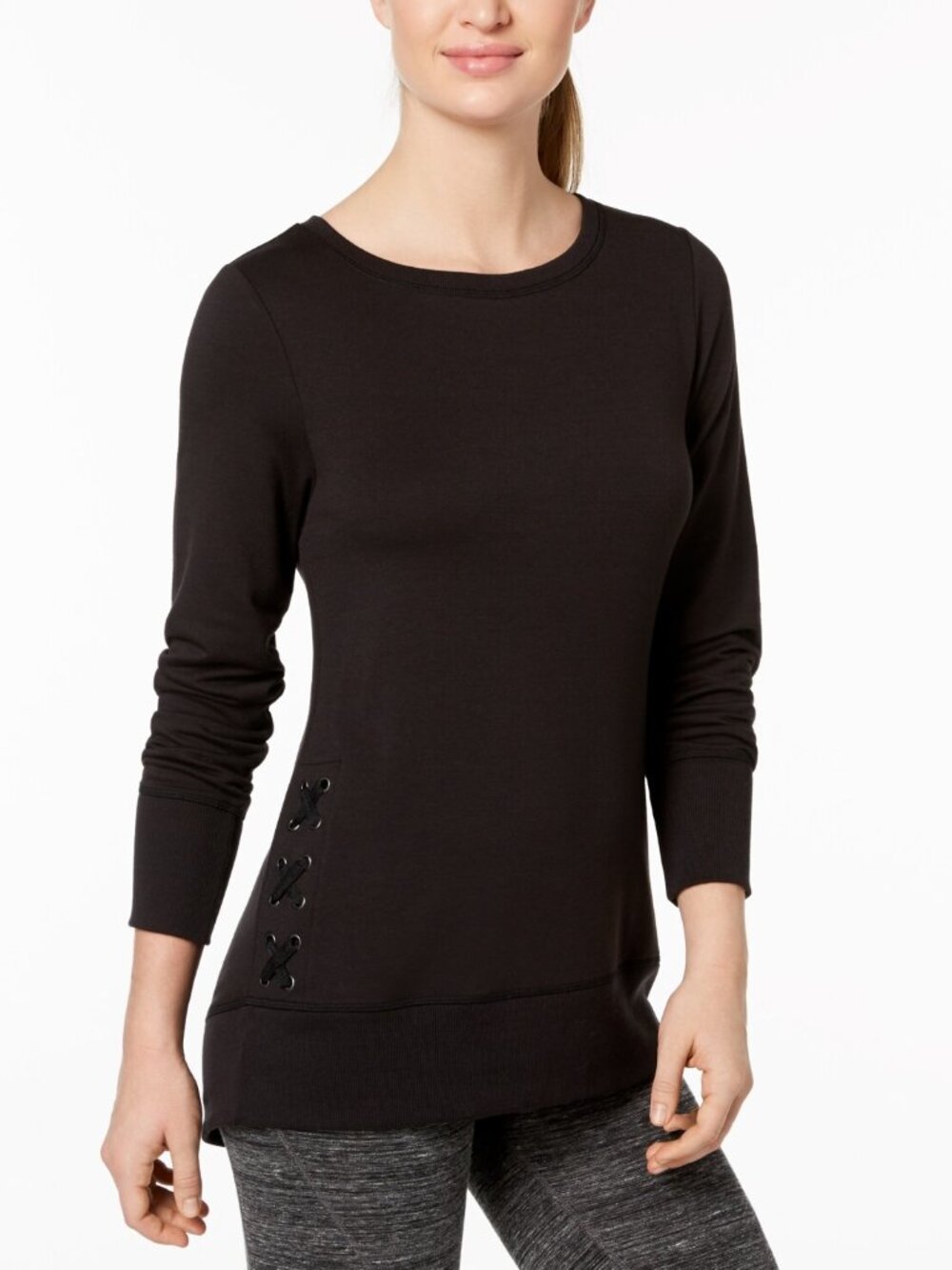 Ideology Womens Activewear Lace Up Detail Top